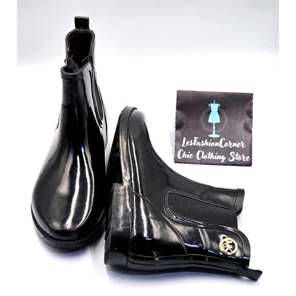 Michael Kors Women's Black Rubber Waterproof Chelsea Rain Boots Size 8 2378 - Picture 10 of 16